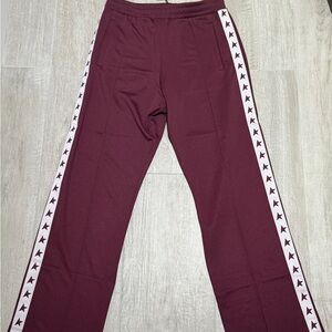 New Golden Goose Men's burgundy joggers with stars on the sides Size S